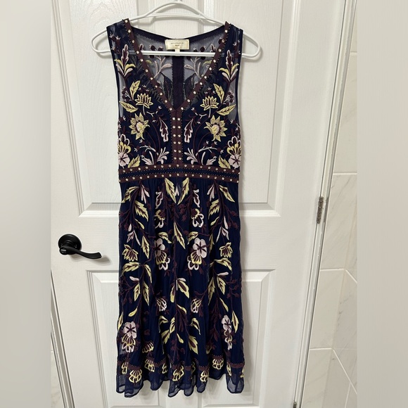 Moulinette Soeurs Navy Embroidered Dress - Size 2 - Picture 2 of 3